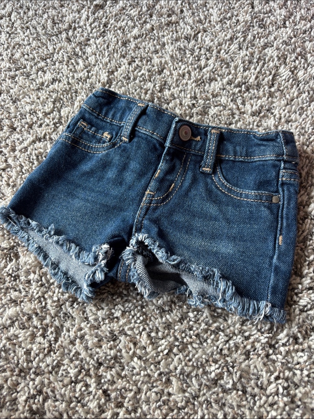 Wonder Nation Dark Blue Denim Frayed Hem Girls Shorts